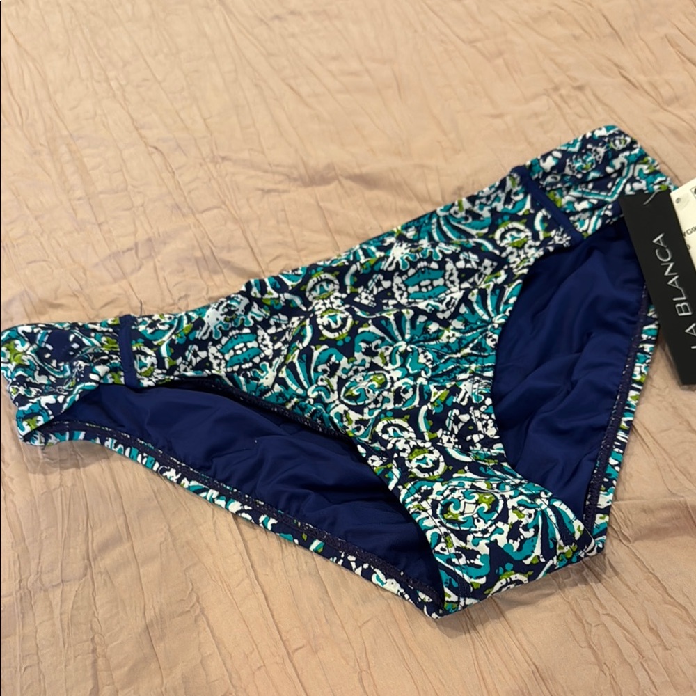 NWT La Blanca Blue and Green Patterned Bikini Bottom